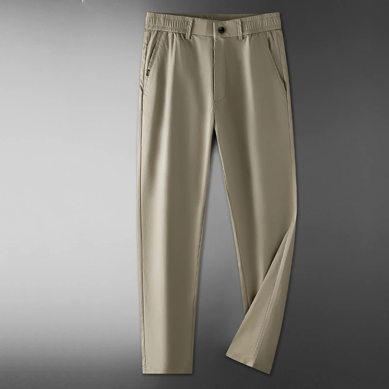 

Summer Trend Men Thin Ice Silk Loose Soft Comfortable Breathable Pants Male Fashion Simplicity Stretch Black Gray Trousers