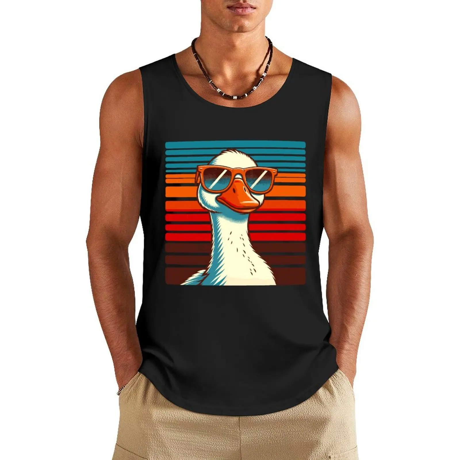 

Silly Goose in Sunglasses Pun Meme Pool Funny Goose Tank Top cool things mens gym clothes gym accessories man