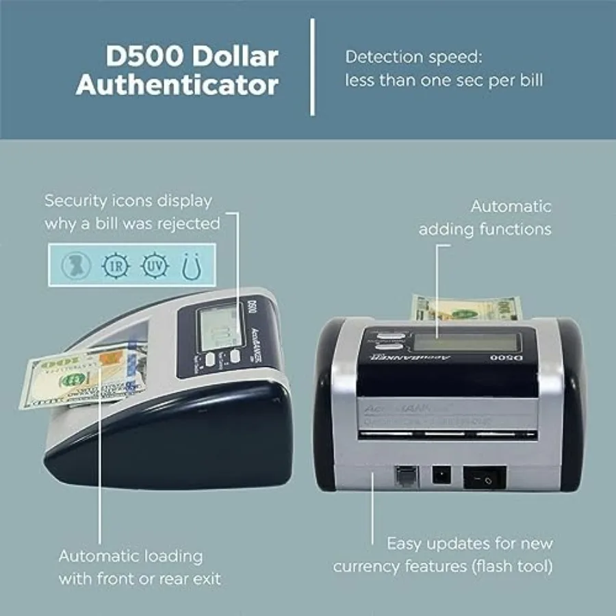 D500 Machine automatique de détection d'argent de valeur de facture de contrefaçon de 5 points pour les factures suspecites de dollars américains dans la banque de détail et l'hôpital