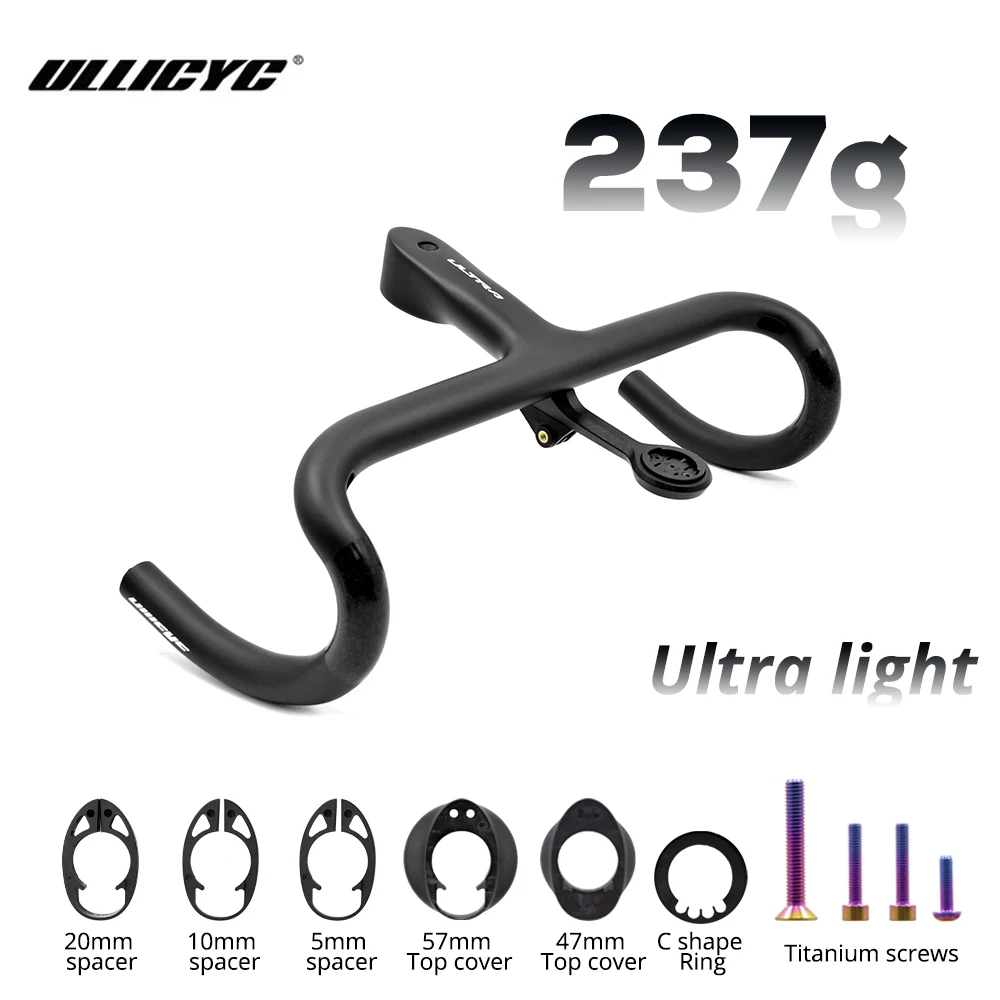 AliExpress ULLICYC ULTRA Light 237g Road Bike Full Carbon Fiber Internal Cable Integrated Bicycle Handlebar Cockpit For 360mm-380mm With Mount