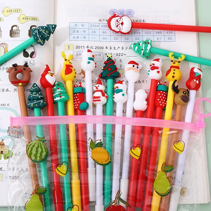 24Pcs Christmas cartoon Christmas series gender-neutral pen, student cute styling stationery