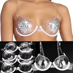 3/4 Cup Sexy Transparent Clear Push Up Bra for Women Bra Invisible Underwear TPU Plastic Shoulder Straps See Through Bralette