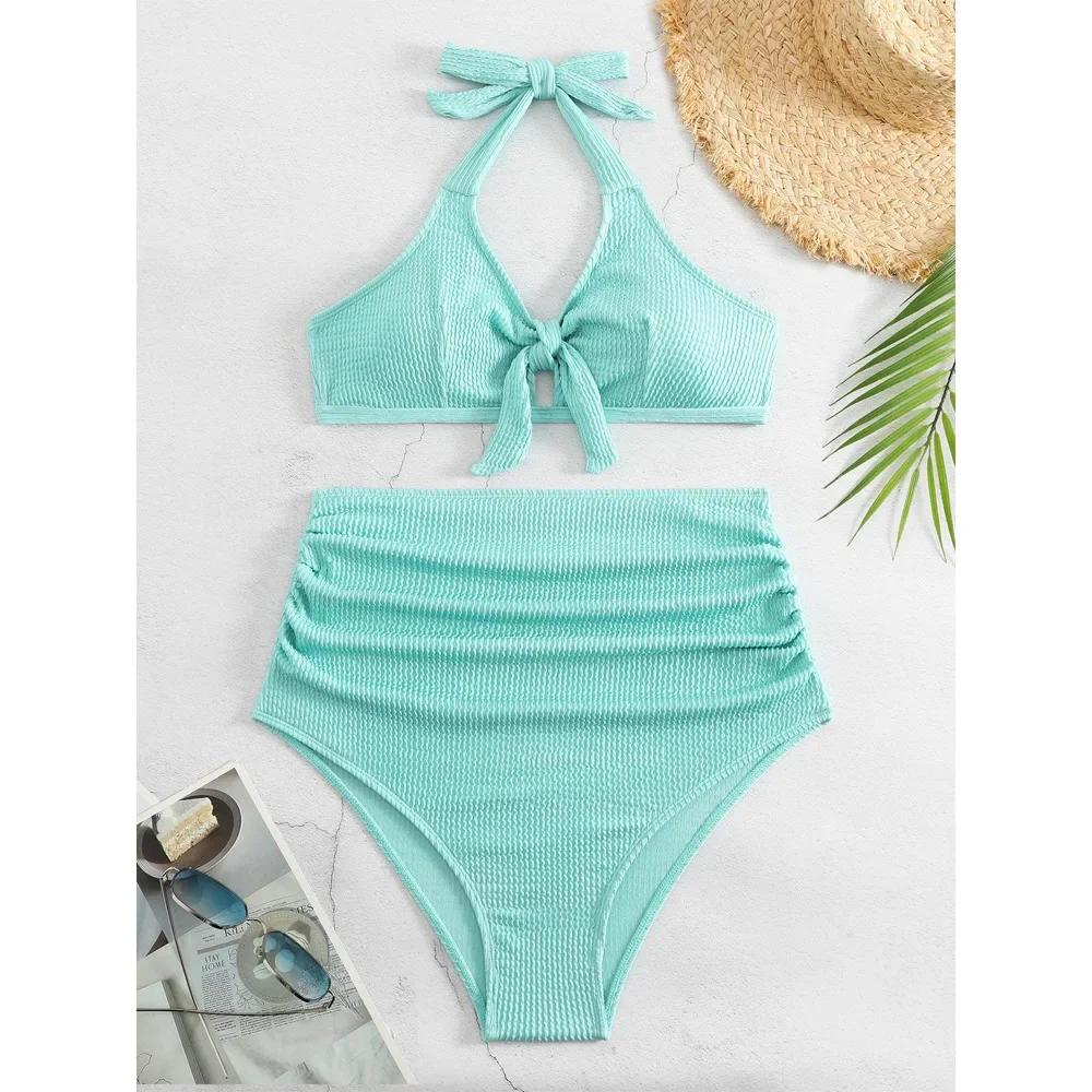 Pregnant Women\'s Oversized Swimsuit Solid Color Fashionable Belly Covering Swimsuit Hot Spring Vacation Tight Fitting Swimsuit