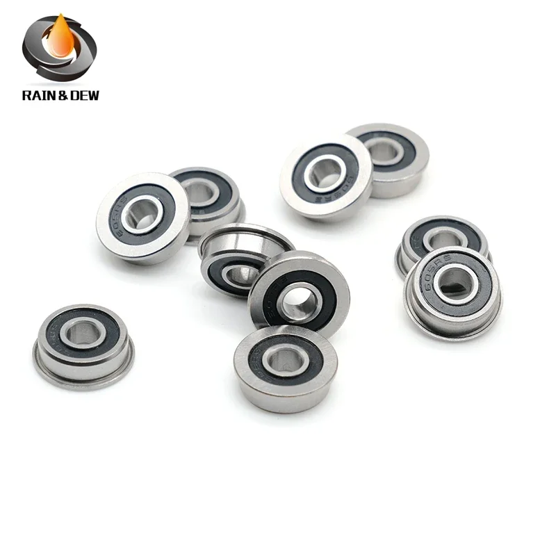 10Pcs F605RS Flanged Bearing 5X14X5mm  ABEC-7  Bearings F605 RS Ball Bearings F605-2RS for 3D Print