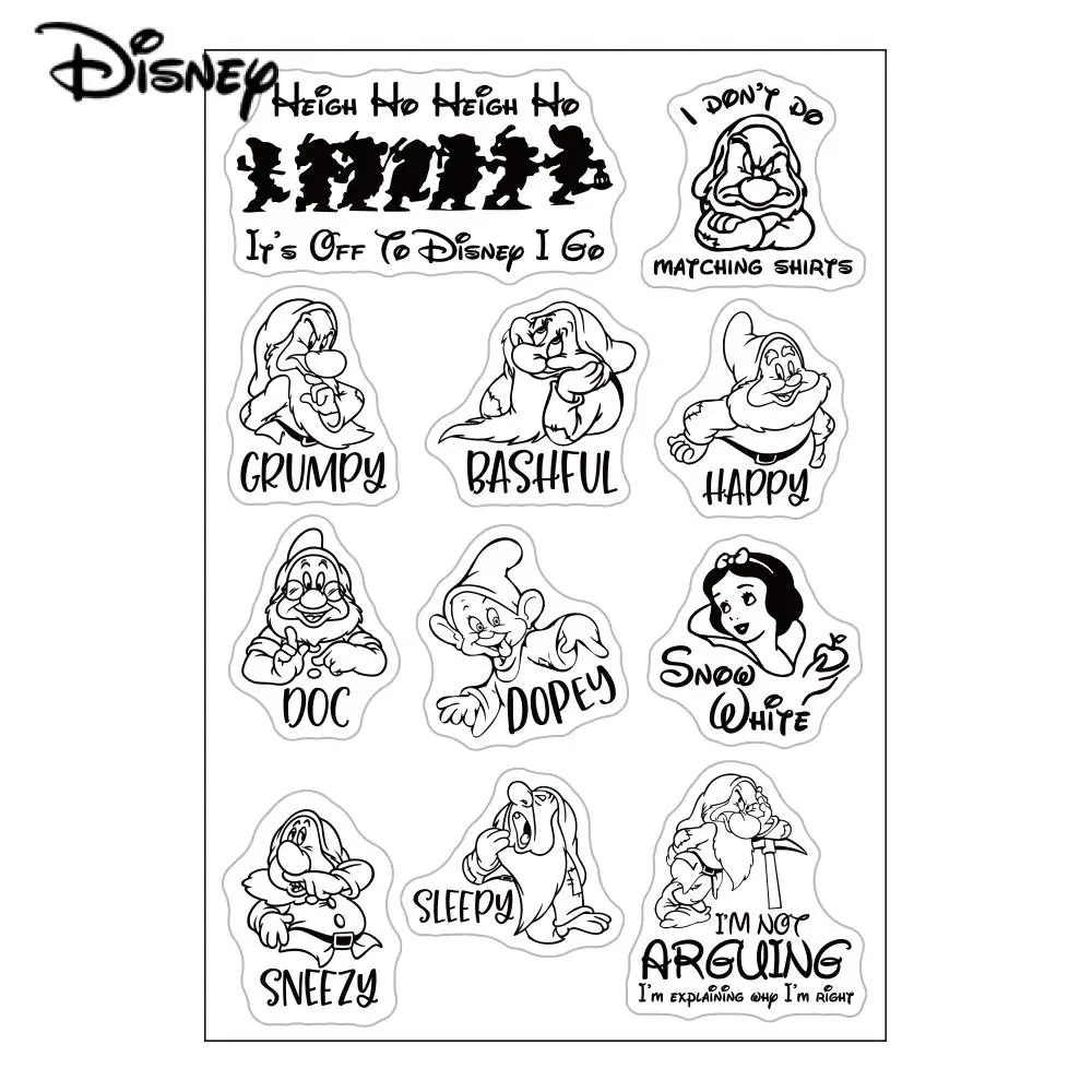 Disney Snow White 7 Dwarfs Clear Stamps Transparent Silicone Stamps for Diy Scrapbooking Greeting Card Making Decorative Crafts