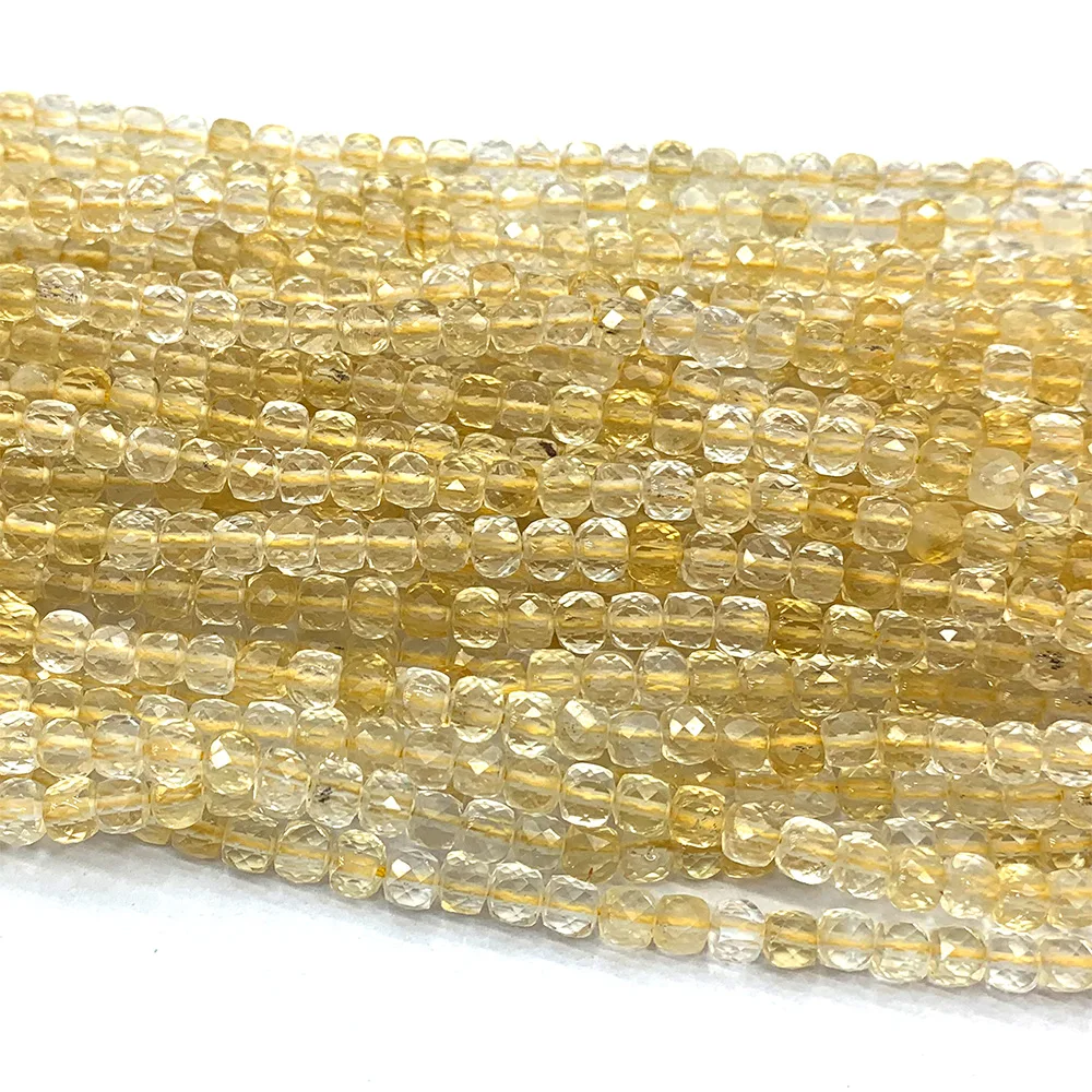 Natural Citrine Faceted Irregular Cube Small Beads For Jewelry Making 06828