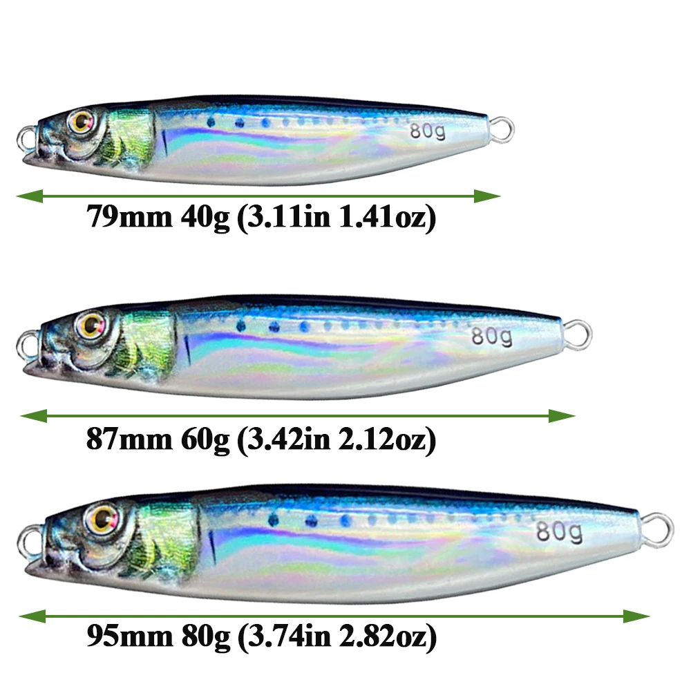 7.5cm 40g Metal Jig Sea Fishing 3D Printing Bass Fish Bait Tackle Trout Shore Slow Drag Cast Jigs Tuna Salwater Lure