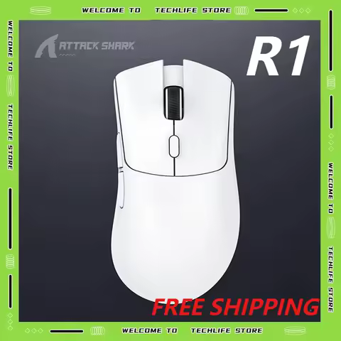Attack Shark R1 Wireless Gaming Mouse Honeycomb Shell PAW3311 26000 DPI Tri Mode Bluetooth 2.4G Type C RGB Ergonomic Mice