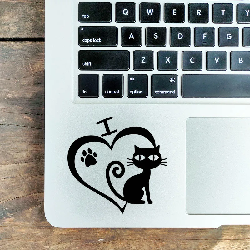 I Love Cat Cartoon Vinyl Trackpad Laptop Stickers for Macbook Pro Air Retina 13