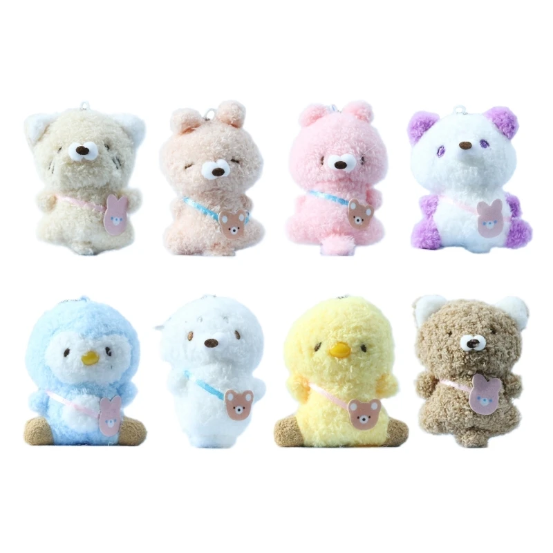 Cartoon Little Bear Plush Pendant Animal KeyChains School Bag Pendant Stuffed  Women Gift Backpack Purse Decoration