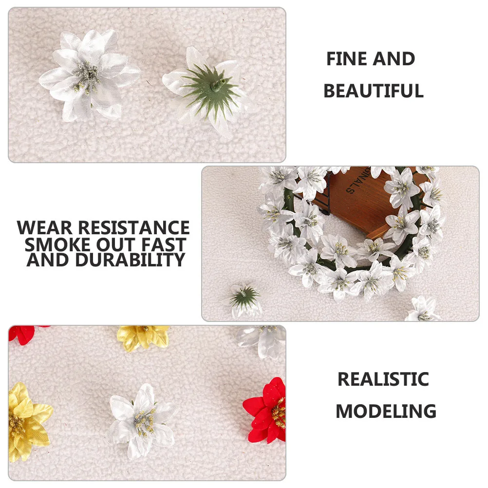 

Christmas Wreath Decoration Poinsettia Artificial Flowers Tiny Poinsettias for Party Tree