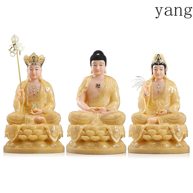 CX Sakyamuni Buddha Statue Guanyin Kizo King Bodhisattva Sitting Ornament Buddha Saha Three Saints in the Whole Hall