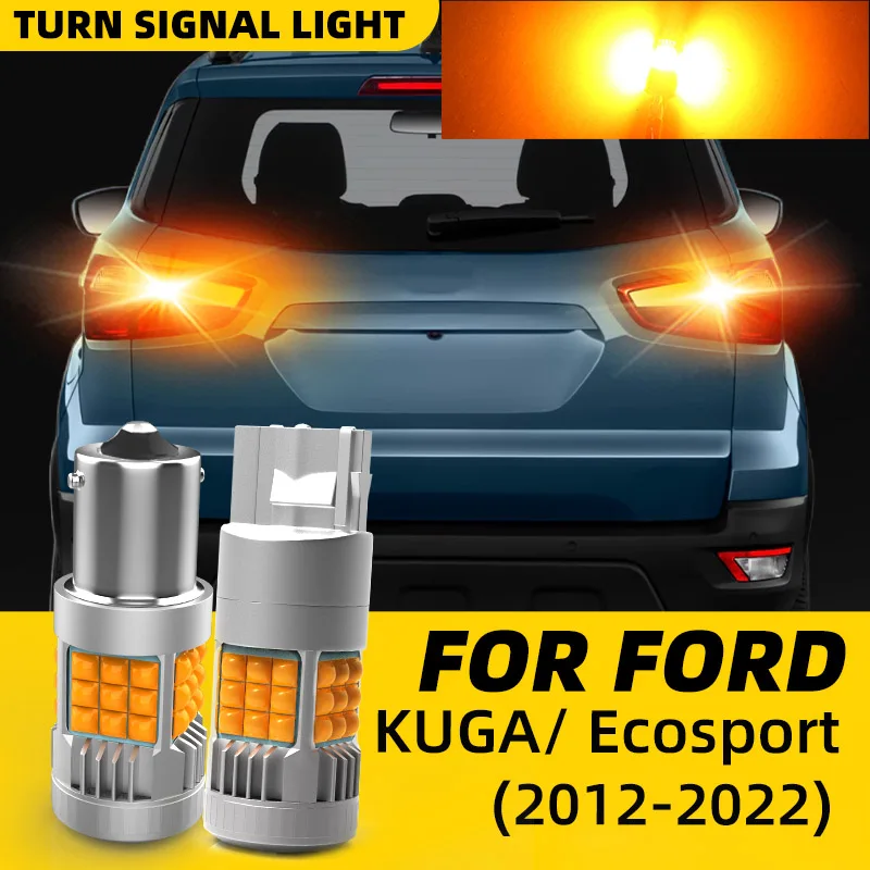 2pcs Car LED Turn Signal Lights Bulbs Amber Front/Rear Direction Indicator Bulb For Ford Kuga MK2 DM2 Ecosport 2015 2016 2017