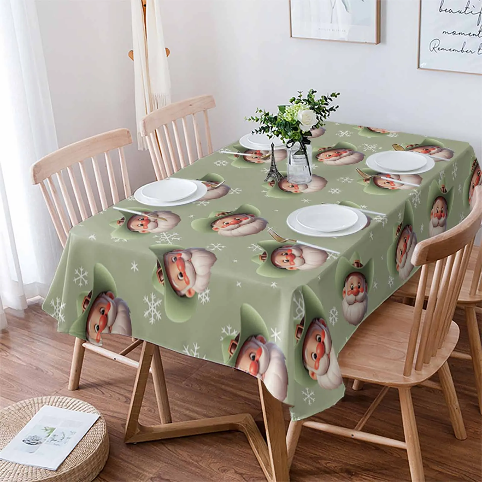 

Western Christmas Cowboy Santa Claus Tablecloths Waterproof Kitchen Coffee Table For Living Room Home Decor Dining Table