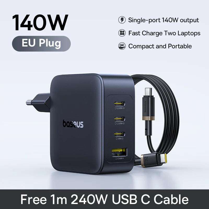【Nieuwe uitverkoop】Baseus 140W GaN-oplader PD-oplader USB C-oplader Snel opladen voor Macbook Tablet Telefoonoplader voor iPhone 17 16 15 14