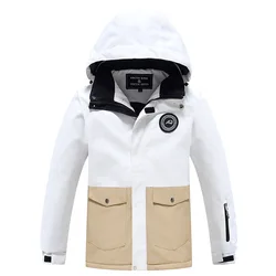 Trajes de esquí impermeables para niños, chaqueta de Snowboard cálida para exteriores, Sudadera con capucha, Tops para niños y niñas, ropa de nieve para esquiar, abrigos, invierno, nuevo, 2025