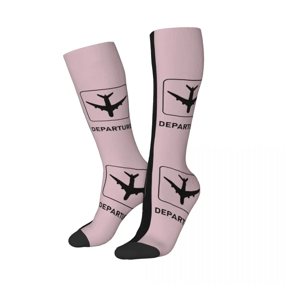 Harajuku Plane Arrivals And Departures Stockings Girl 3D Print Plane Aviation Aviator Airplane Football Sports Thigh High Socks