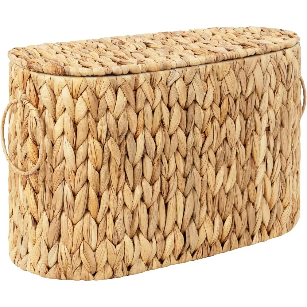 

StorageWorks Toilet Paper Storage with Lid, Toilet Paper Storage Holder for 6 Regular Rolls, Wicker Basket for Bathroom, Natural