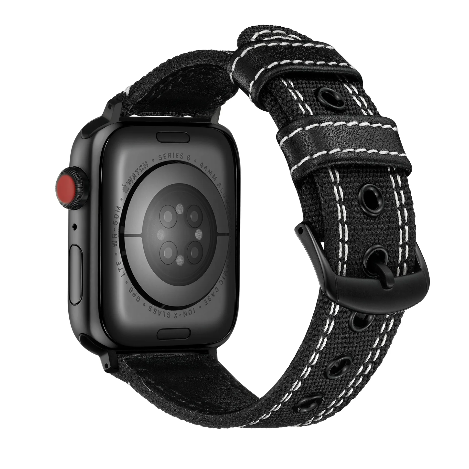 For Apple smartwatch strap, nylon spliced cowhide 22mm, Compatible With Iwatch Ultra Band 45 mm / 44 mm / 41 mm / 40 mm /38mm