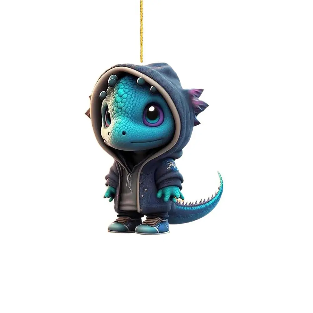 

2D Baby Dinosaurs Christmas Pendant Cartoon Hangable Xmas Flat Dragon Keychain Decorative Acrylic