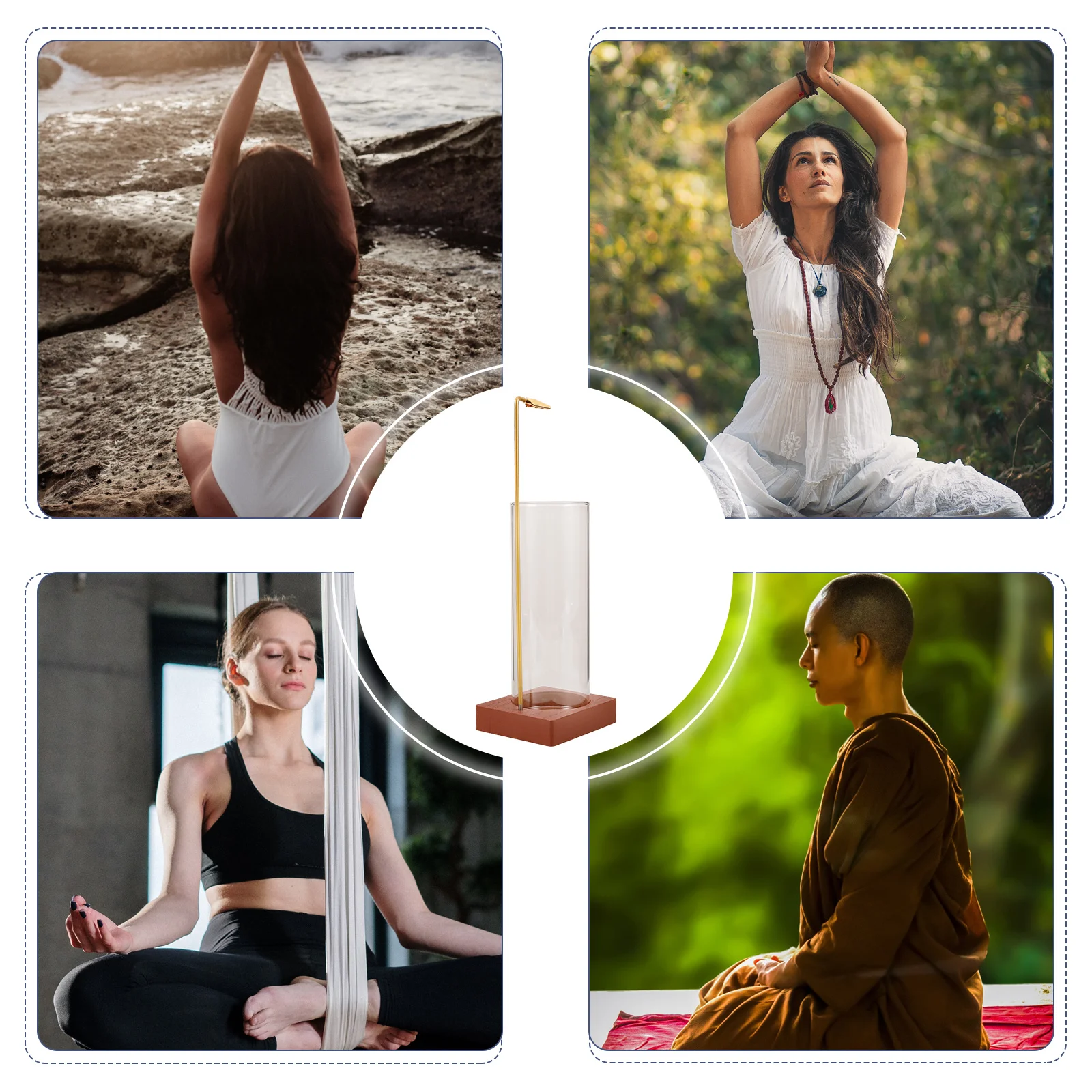 

Yoga Timer Incense Burner Sturdy No Fade Anti-Ash Desktop Holder For Home Office Decor Retro Censer Vertical Stick Support Tray