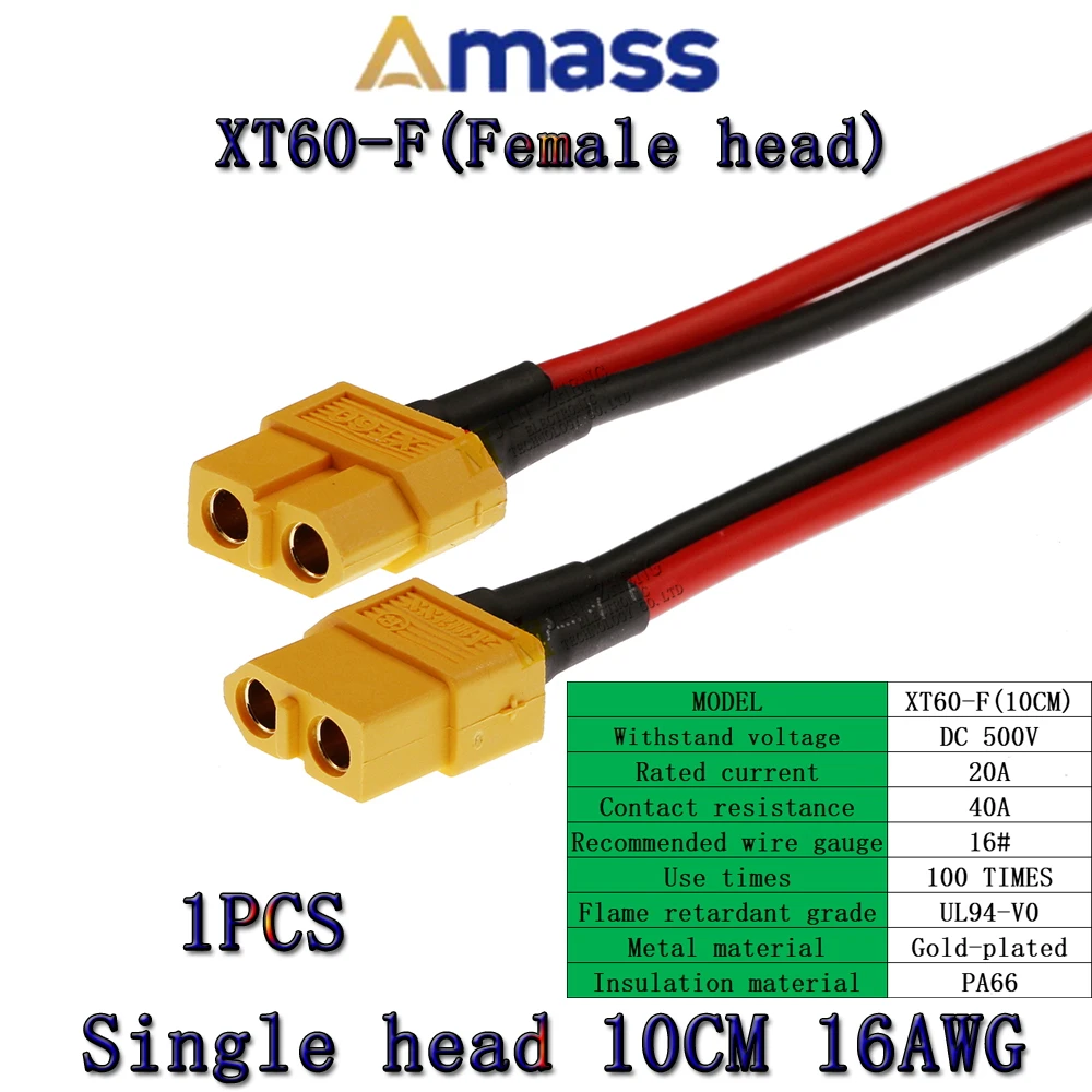 1pcs Amass XT60-F/M T model airplane Plug Battery Connector Set Male Female Gold Plated Banana Plug for RC Parts With line 10CM