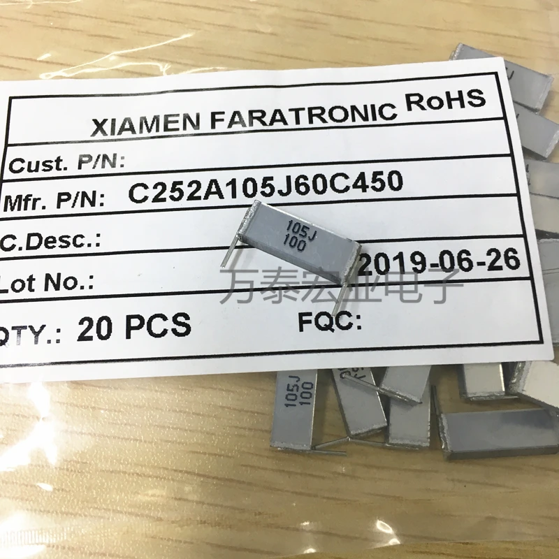 

10/50/100PCS Brand new original C252A105J60C000 farad multilayer capacitor 100V105J 1UF P15MM laminated thousand-layer cake