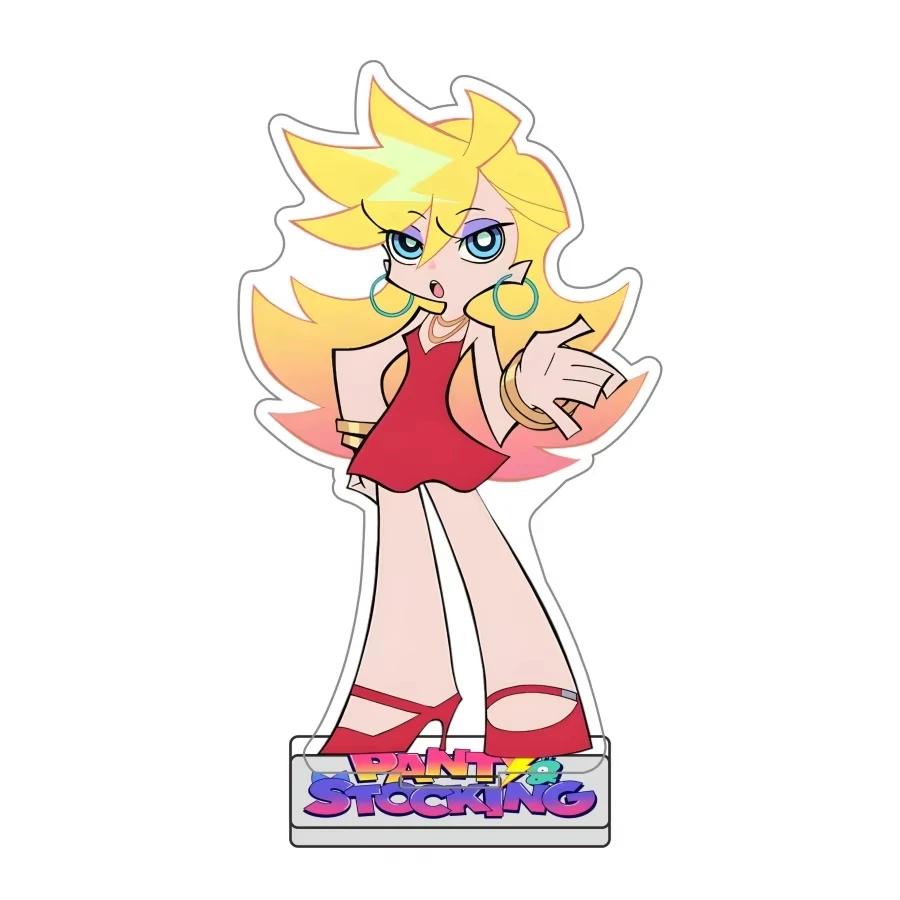 Anime Panty & Stocking with Garterbelt Figure Acrylic Stand Ornament Cute Desktop Model Decoration Cosplay Props Fans Gift view 5
