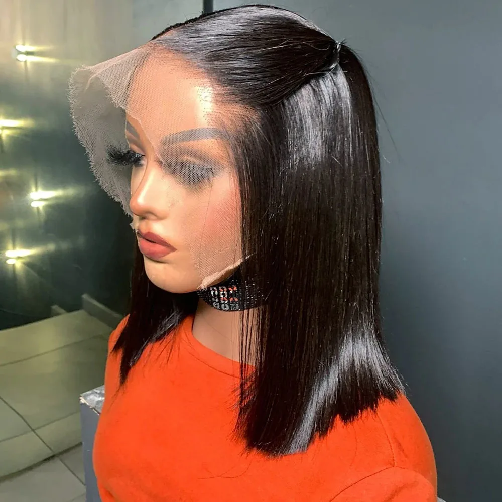 

Bone Straight 5x5 Бесклеевой парик из человеческих волос Готов к ношению Предварительно вырезанные Короткие бобы 13x6 Парики из натуральных волос на кружеве для женщин 250%