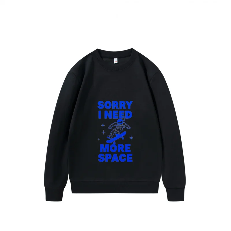 Men's Sweatshirt Black Sorry I Need More Space Astronaut Print for Casual Wear
