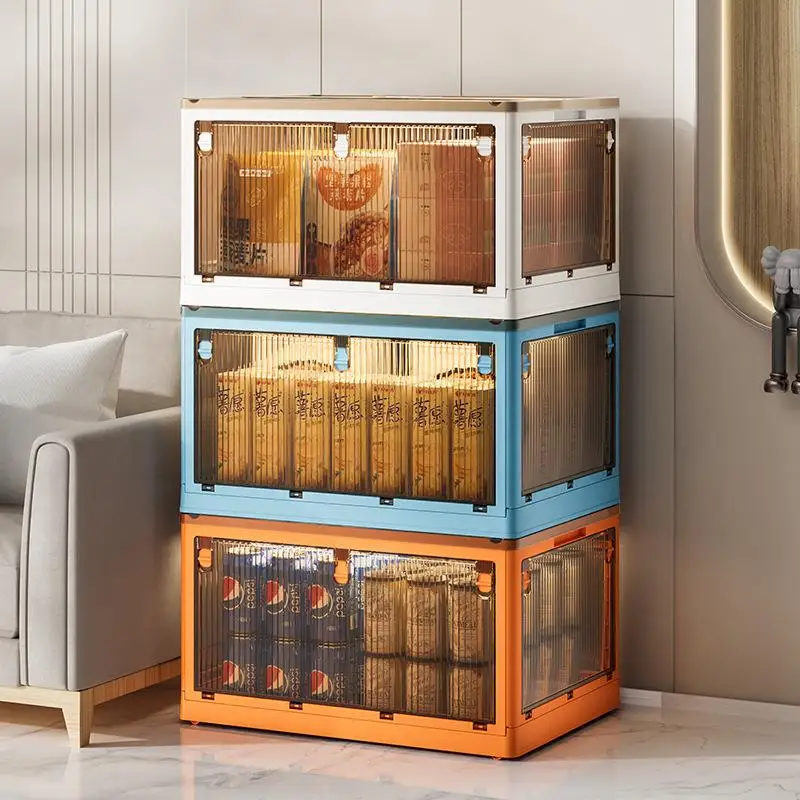 

Large Capacity Plastic Storage Box with Five Doors Foldable for Home And Car Use Clothes And Quilt Organizer Stackable Box