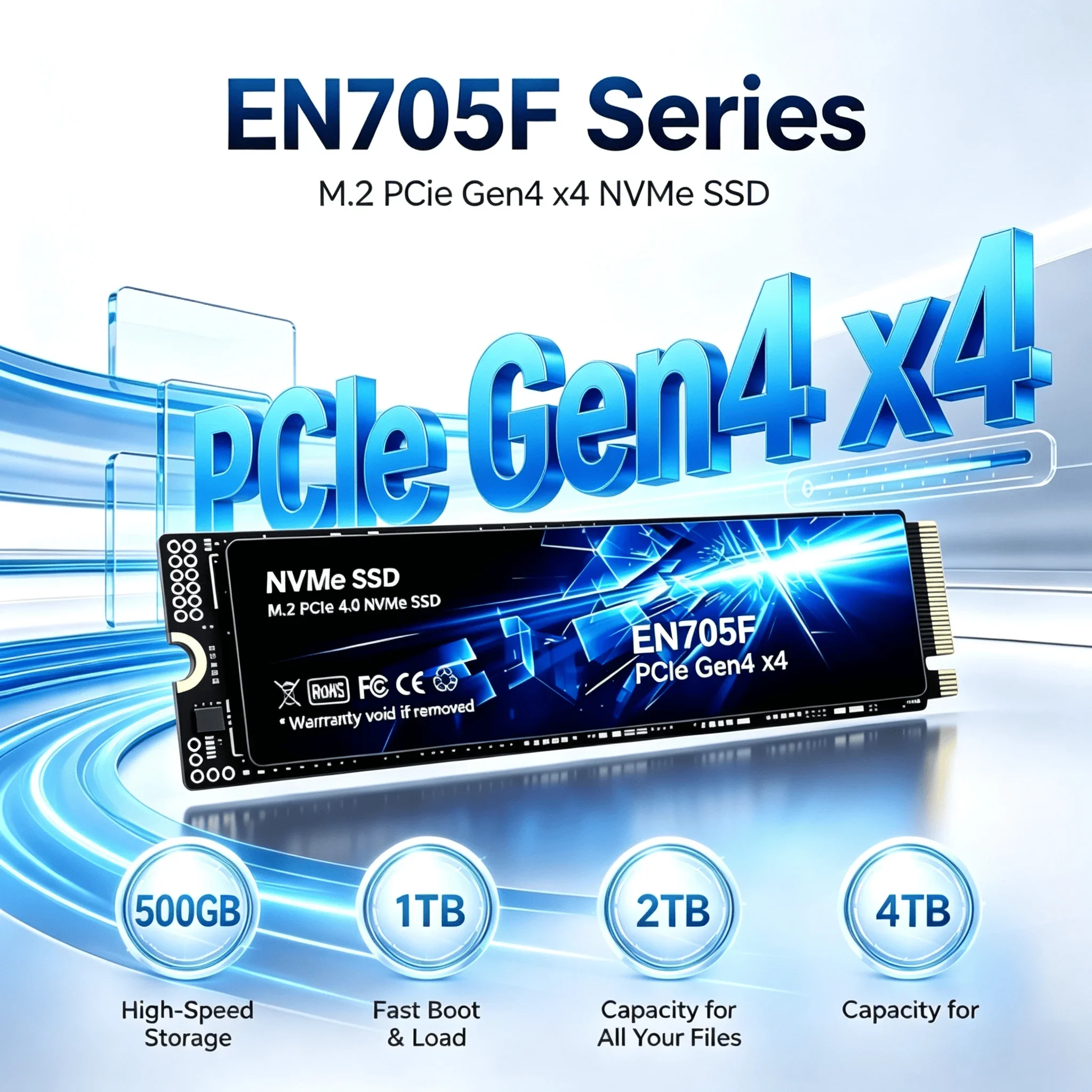 Super Speed EN705F M2 NVMe PCIe Gen4 SSD 500GB 1TB 2TB 4TB Embedded Solid State Drive for Gaming Work PC Laptop