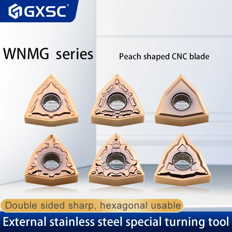 

External Peach Shaped Turning Blade WNMG080404-TM GR3040 High Quality CNC Lathe Tools Turning Tool WNMG080408-MM Carbide Insert