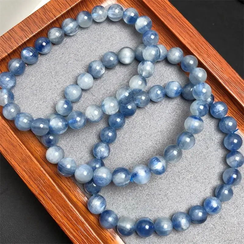 7.5MM Natural Kyanite Bracelet Fashion Crystal Gemstone Woman Amulet Jewelry Healing Healing Gift 1pcs