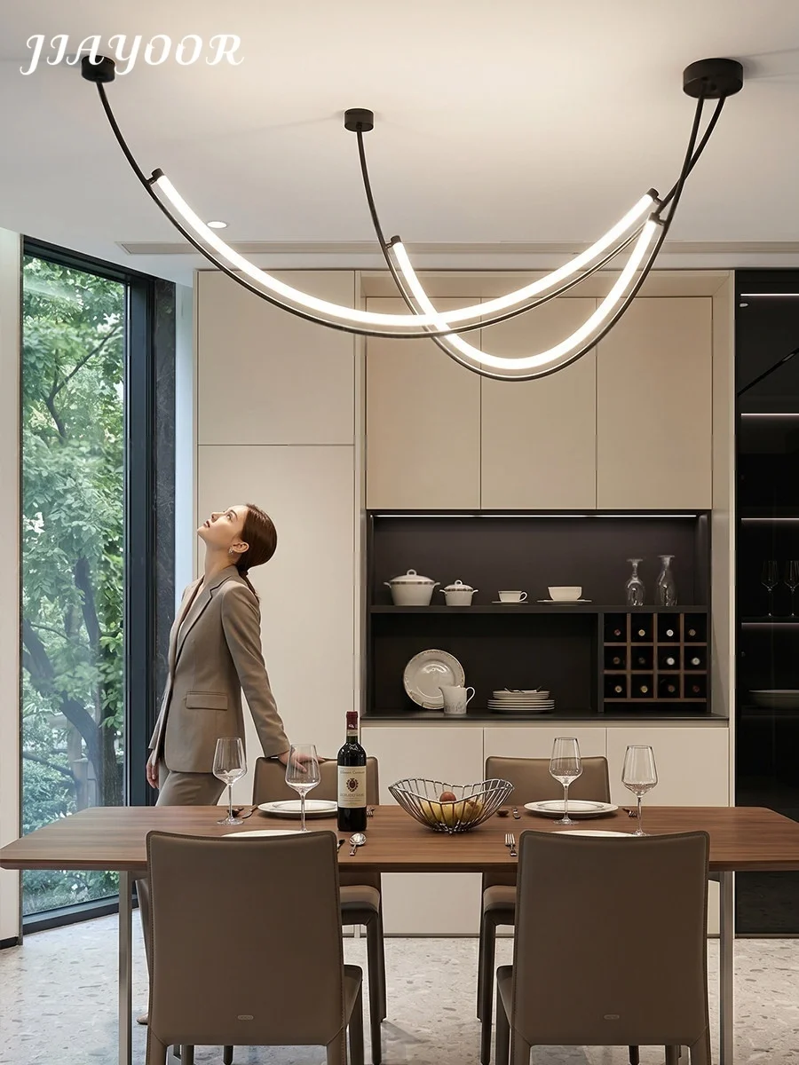 

Linear Dining Room Pendant Light Modern Simple Unique Living Room Front Desk Showroom Exhibition Island Chandelier Changeable