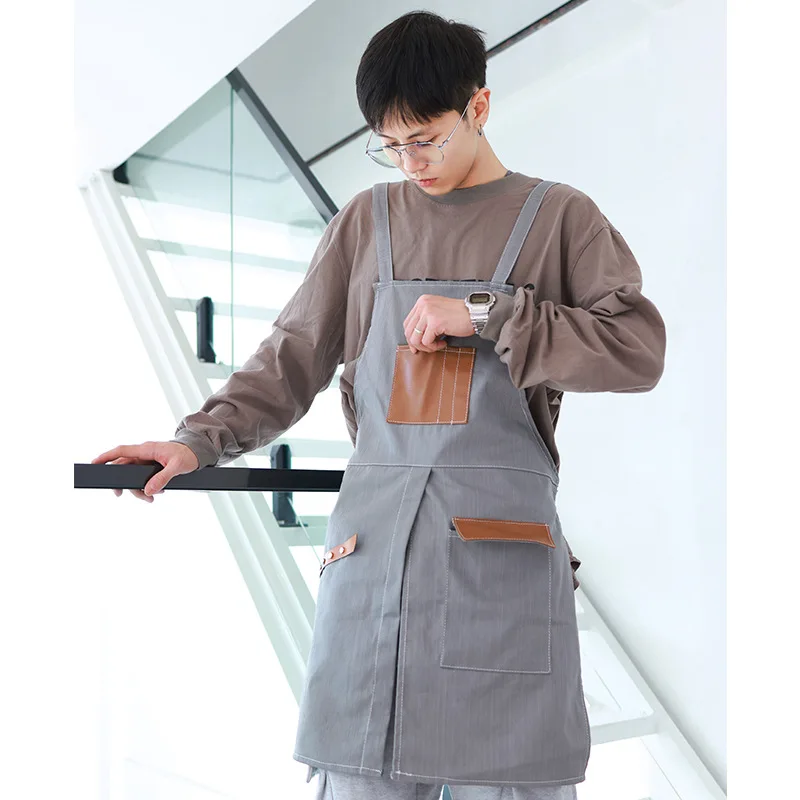 Household kitchen cowboy apron coffee milk tea ironing and dyeing worker work clothes men and women printed logo