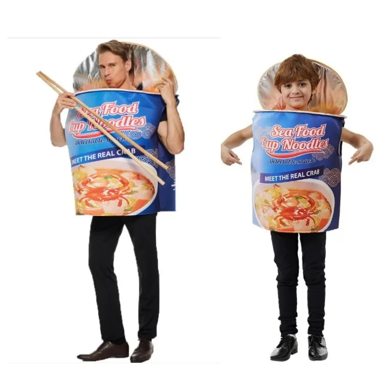 

Halloween Bowl Noodle Cosplay Costume Adults Boys Girls Fun Seafood Instant Noodle Clothing Party Performance Roleplay Suit Gift