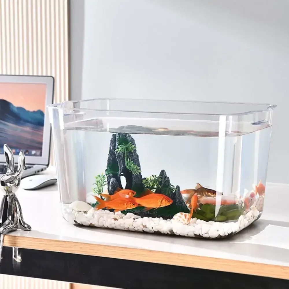 Fall Prevention Explosion-proof Plastic Fish Tank Transparent Water Plant Tank Mobile Small Fish Tank PET Fish Tanks