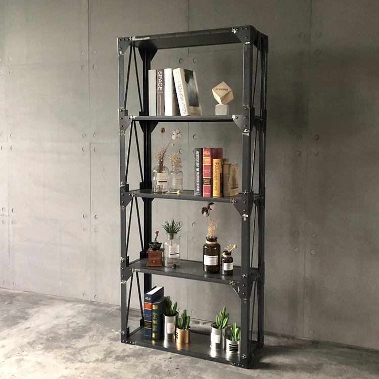 Living Room Light Duty Black Home Kitchen Storage 4 Tier Iron Metal Shelf Lron Storage Rack