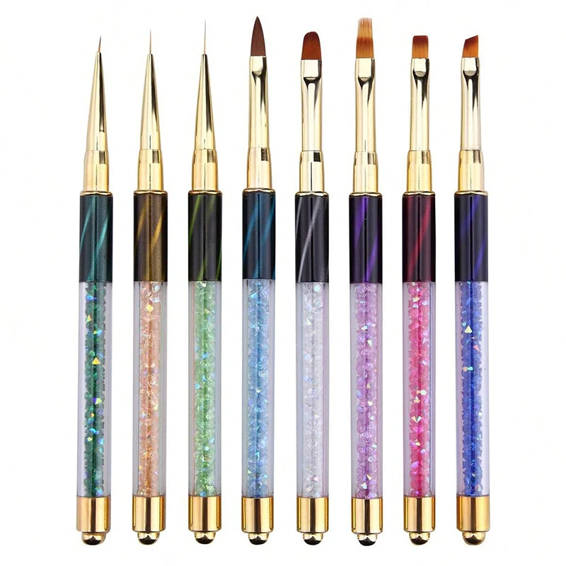 1PC Acrylic Carving Brush Nail Art Rhinestone Handle UV Gel Extension Liner Grids DIY Design Drawing Liner Pen Manicure Tool
