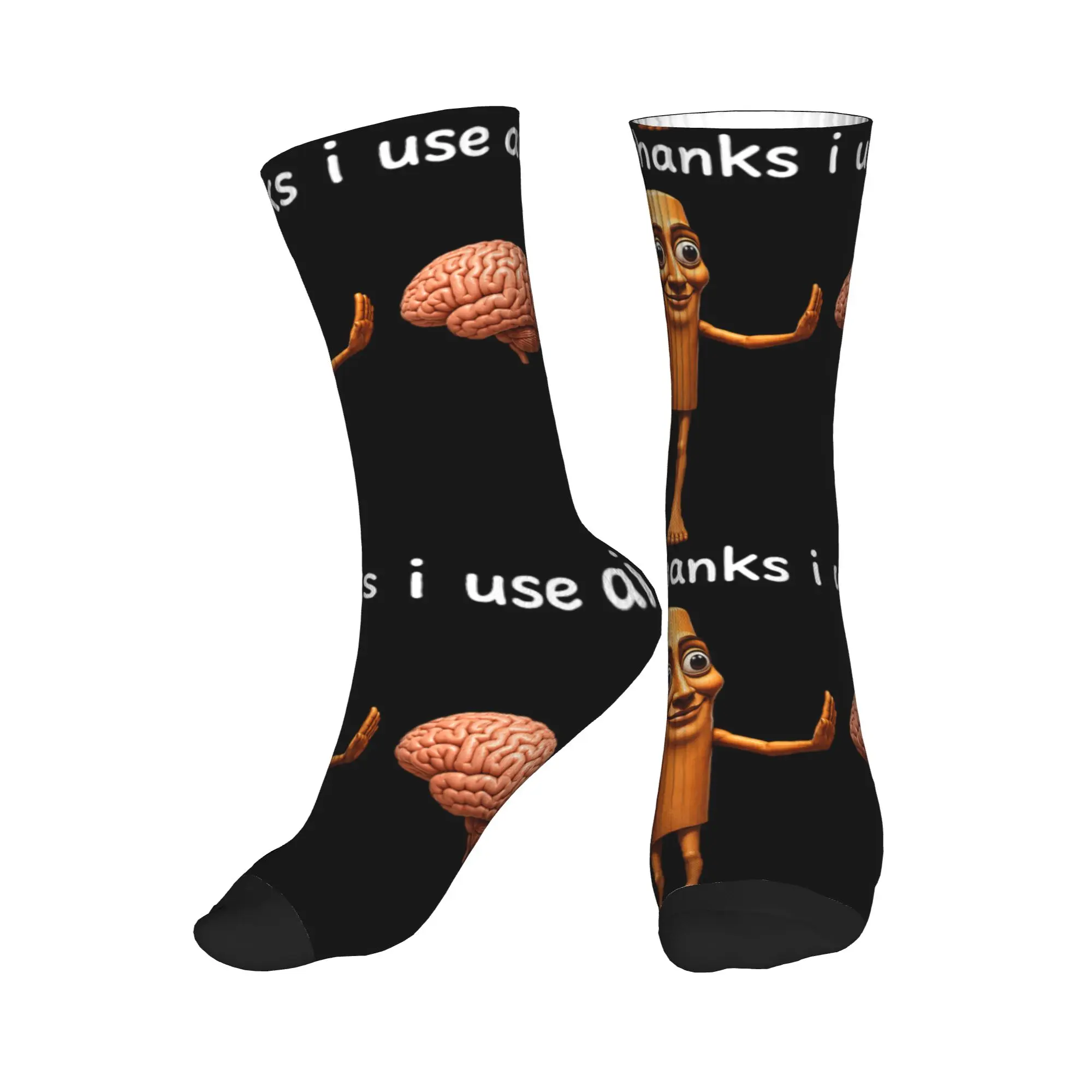 Power of AI Tung Sahur Abandons His Brain Funny Meme Joke Stockings Unisex Men Socks Medium Soft Socks Spring Anti Graphic Socks