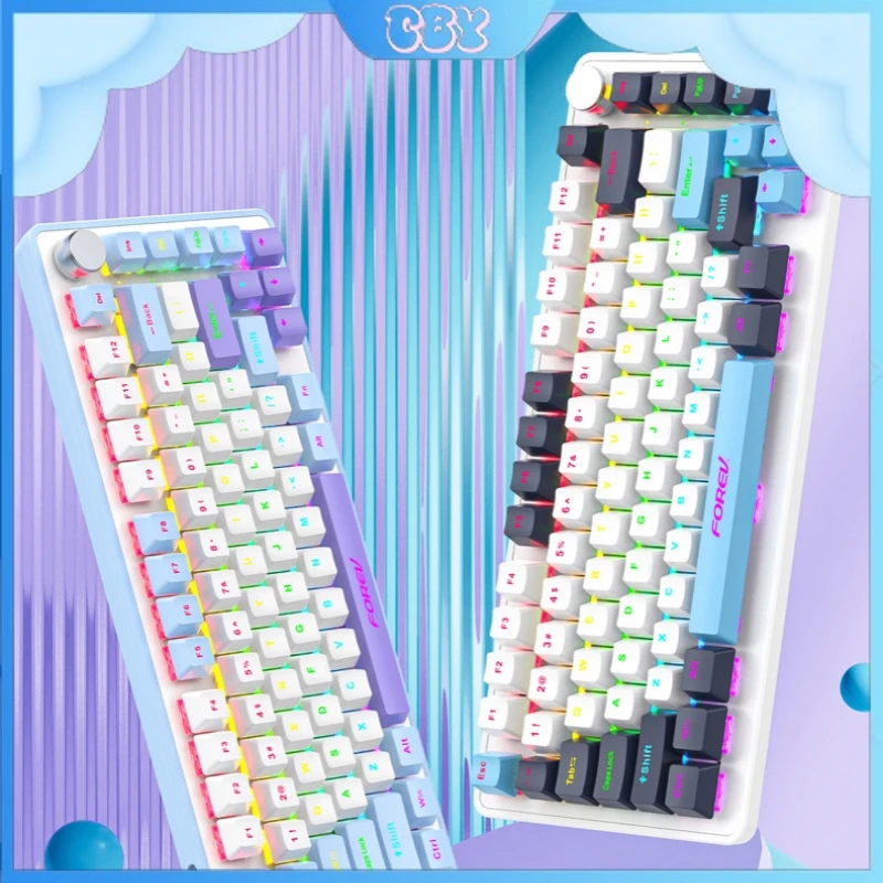 

K82 Multifunction Knob Mechanical Usb Wired Keyboard 82-Key Esports Cool Backlight Full Key Hot Plug Waterproof Abs Material