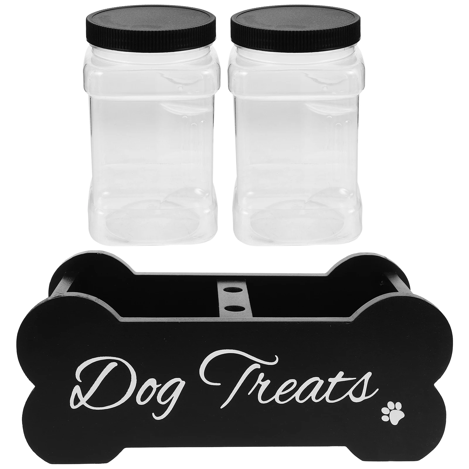 

Wooden Storage Box Dog Treat Container Holder Airtight Large Capacity Desktop ganizer Jar Canister Station