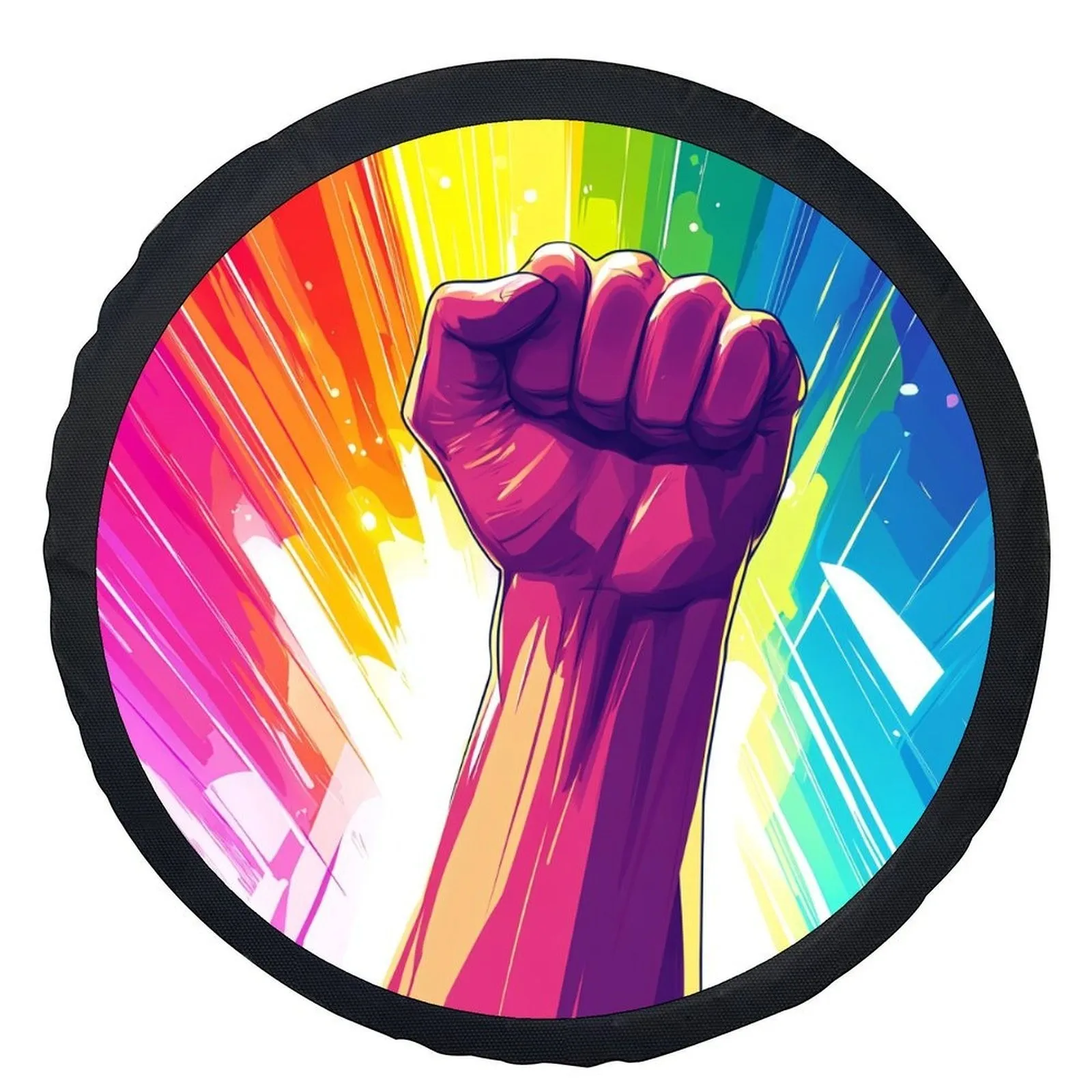 

Rainbow Fist Pride Tire Cover Universal Protector Durable Polyester Spare Wheel Cover