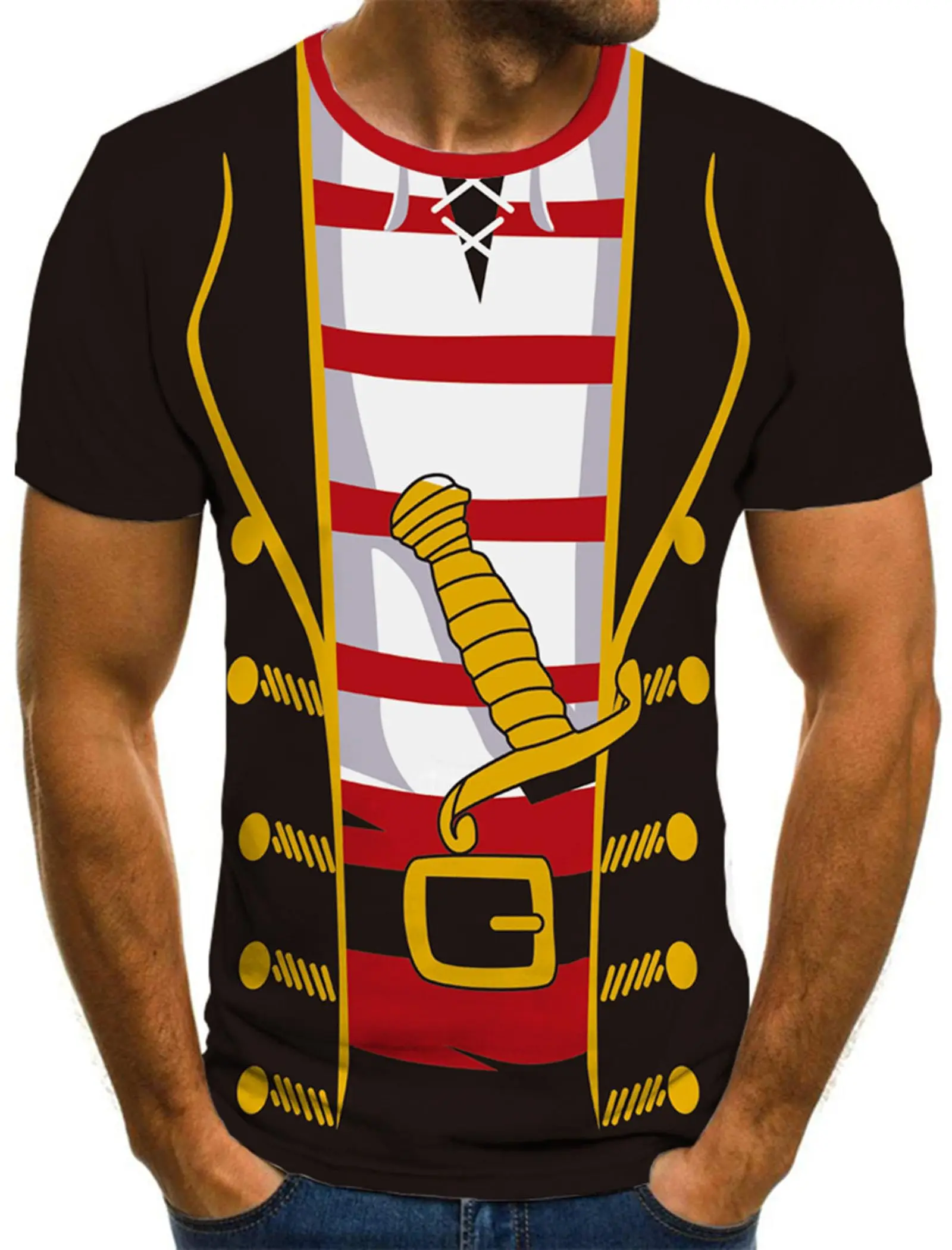 KYKU Pirate Costume Men Shirt Adult Funny 3D Print Graphics Novelty Clothing