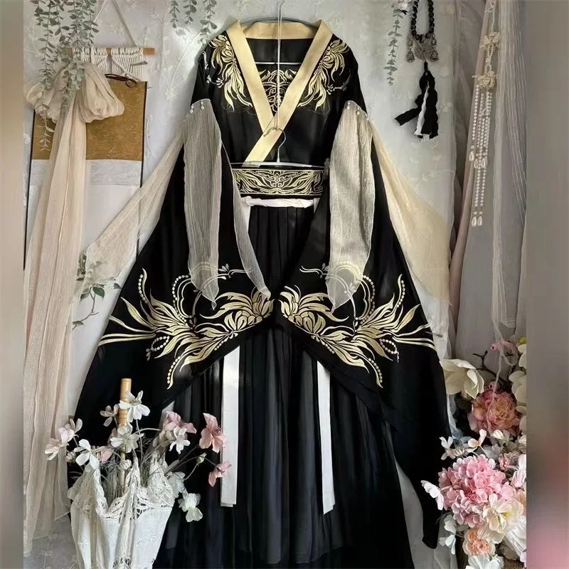 فستان رقص هانفو التقليدي القديم المطرز باللونين الأحمر والأسود فستان هانفو الصيني للنساء أزياء تنكرية للهالوين #5