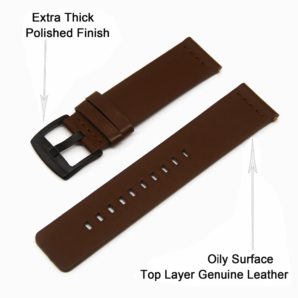 Genuine Leather Strap For Amazfit For Samsung Active 2 40/44mm Gear S3 bracelet Huawei GT/GT2/2e Galaxy watch 4 Classic 3 45/42