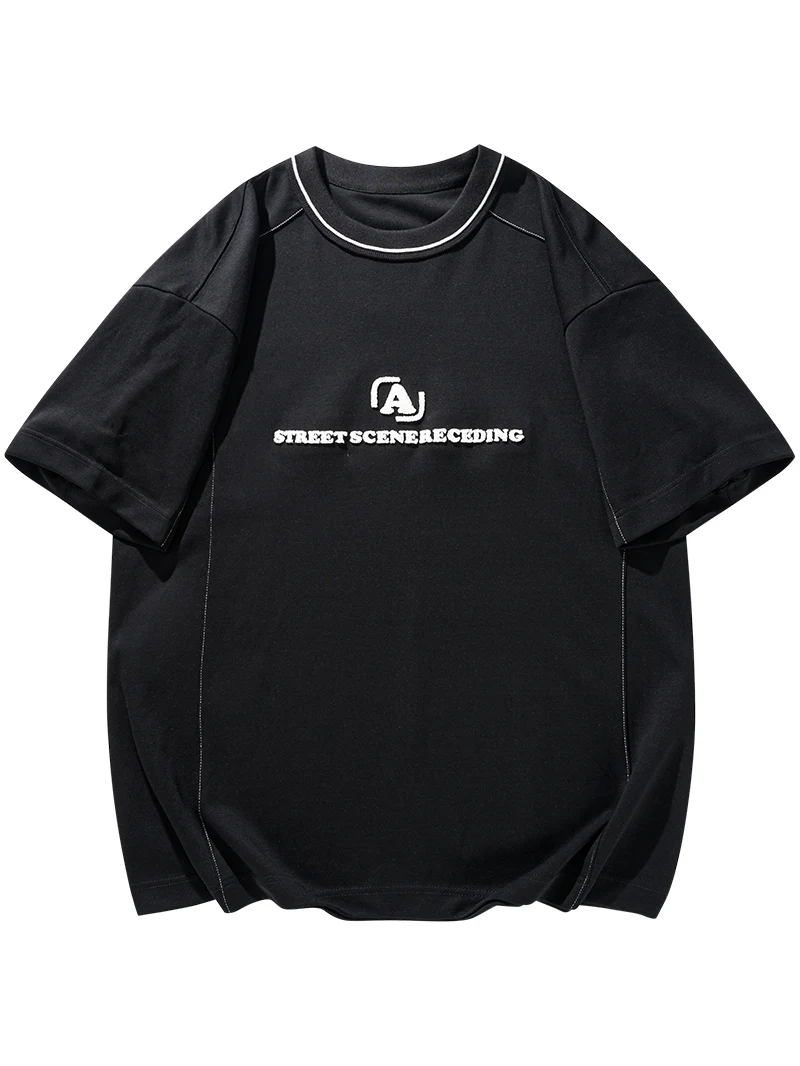 

Мужская летняя футболка оверсайз в американском стиле с вышивкой в стиле ретро, новинка