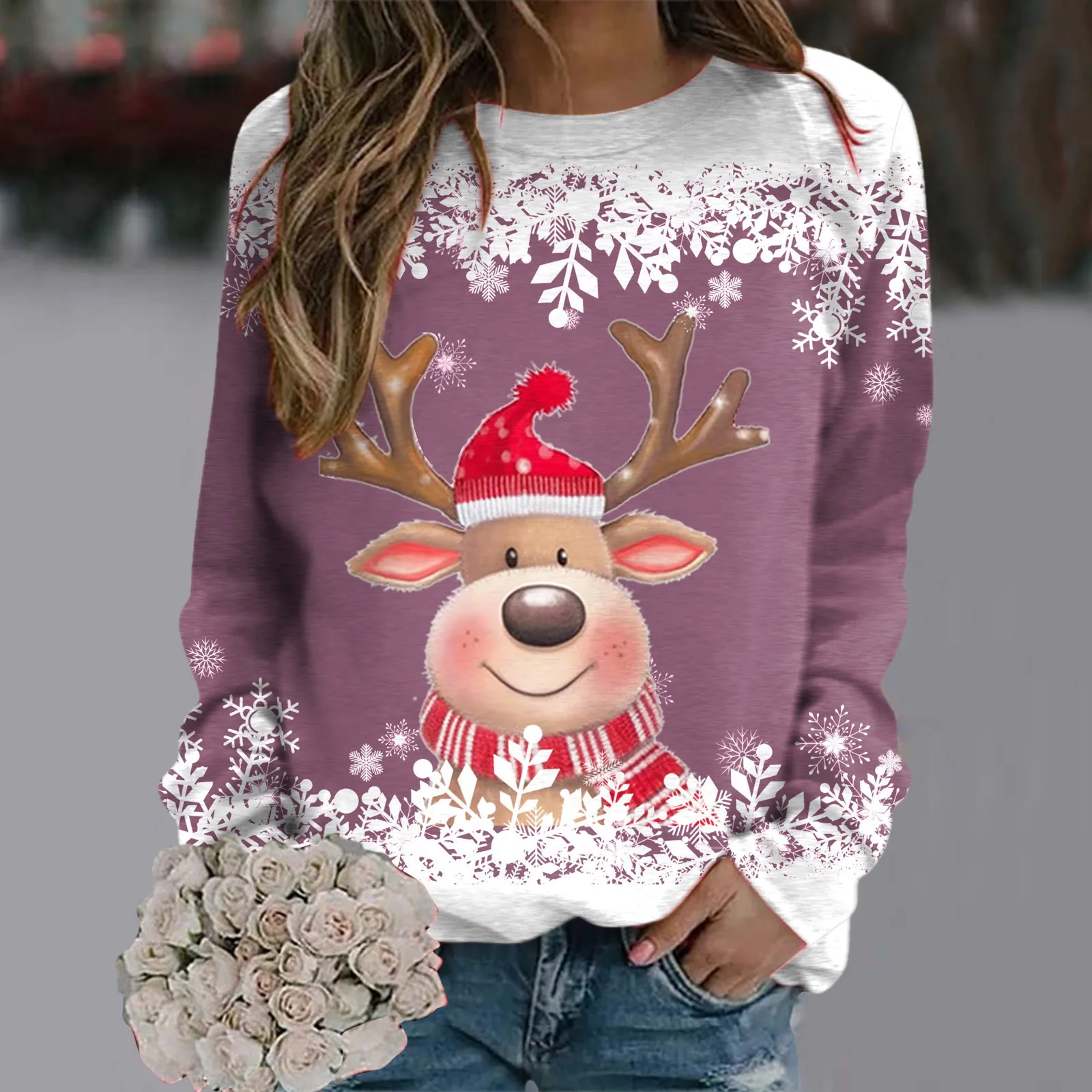 

Women Christmas Snowman Long Sleeve Round Neck Fashion Casual Winter Autumn Pullover Sweatshirt 2025 Casual Hot Selling Outfit