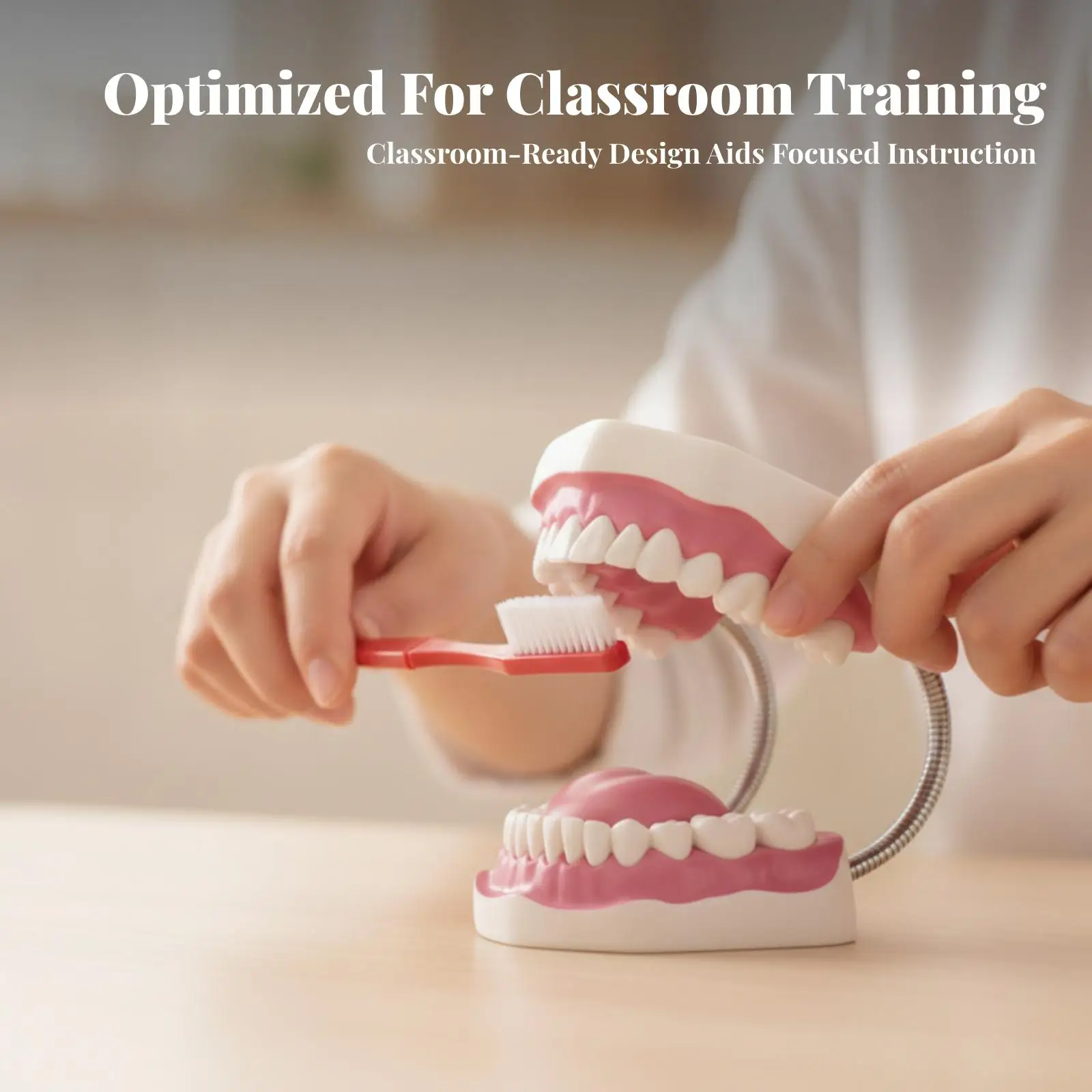 Dental Health Teaching Ai 5x Enlarged Demonstration Tool for Classroom with Metal Spring Support and Elegant Mini Toothbrush